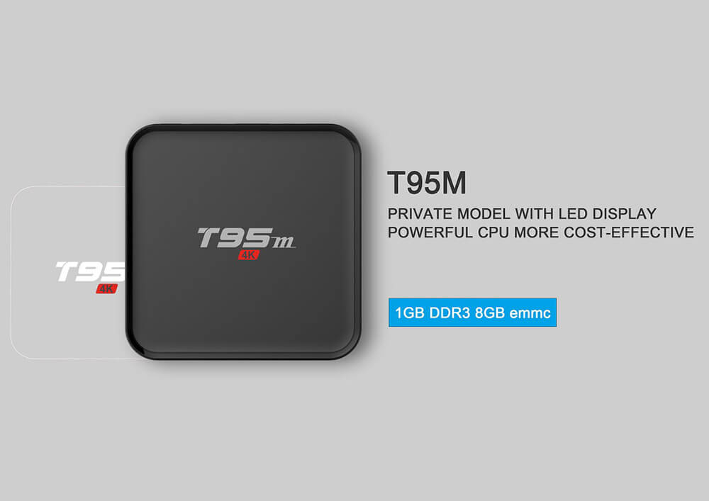 T95M Amlogic S905 Android 5.1 4K TV BOX 1G/8G 802.11 b/g/n LAN KODI HDMI Dolby 3G - Black
