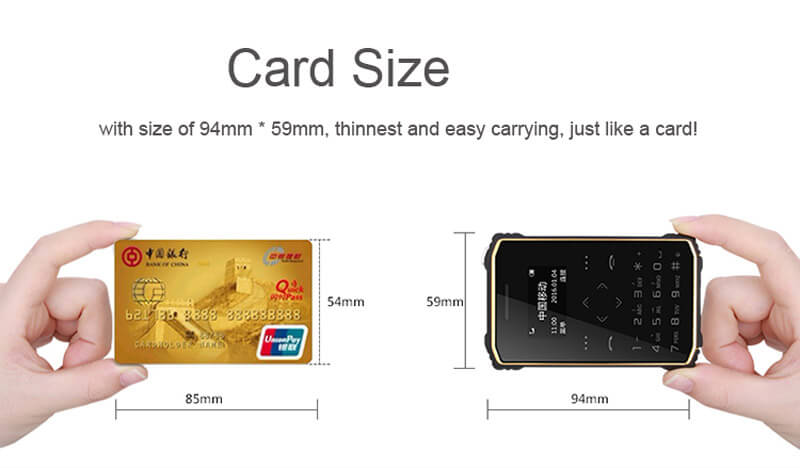 iMAN S1 PRO 7.2mm Ultra Thin 1 Inch HD MT6261D Single Core IP67 Cell Phone Mini Pocket Card Waterproof Shockproof Bluetooth Pedometer - Black