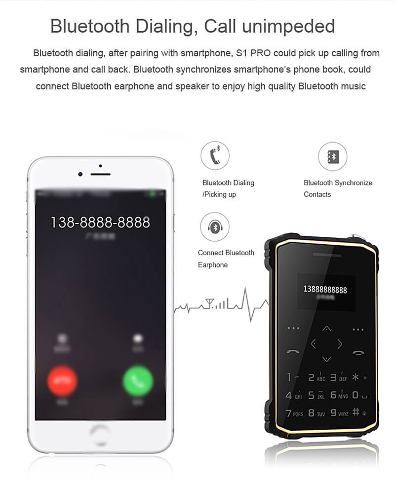iMAN S1 PRO 7.2mm Ultra Thin 1 Inch HD MT6261D Single Core IP67 Cell Phone Mini Pocket Card Waterproof Shockproof Bluetooth Pedometer - Yellow