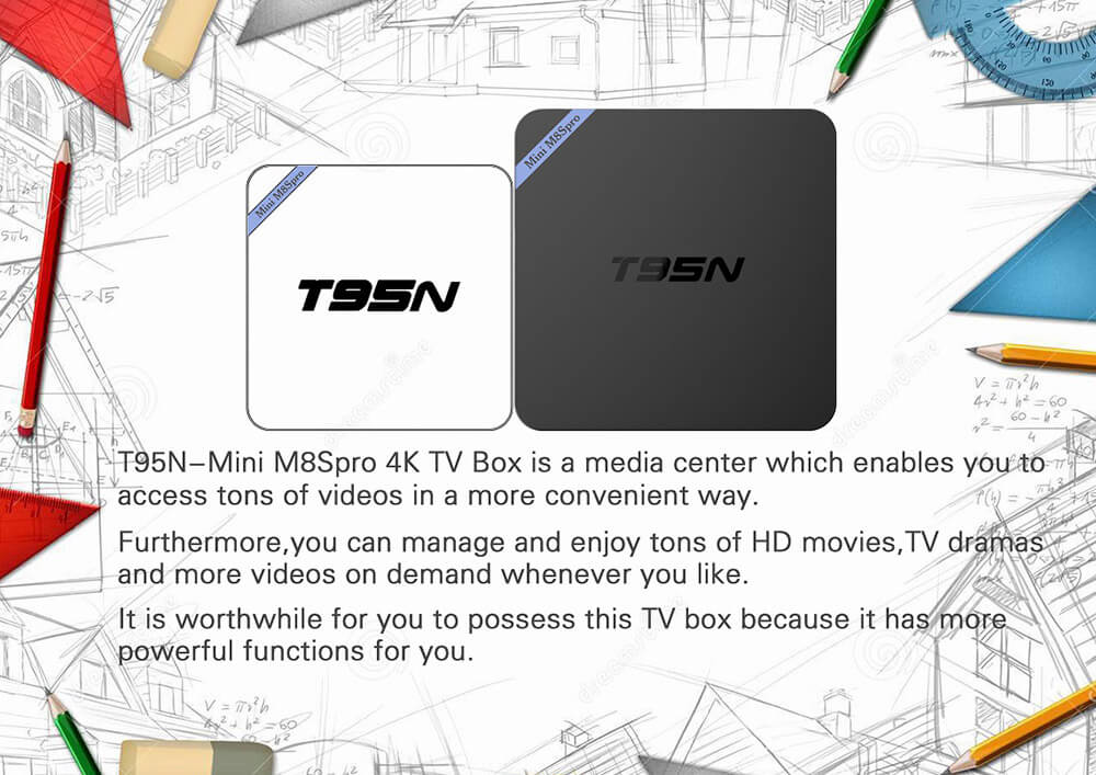 T95N-Mini M8Spro 4K Android 5.1 Amlogic S905 TV BOX 2G/8G 802.11 b/g/n LAN KODI HDMI Dolby 3G - Black