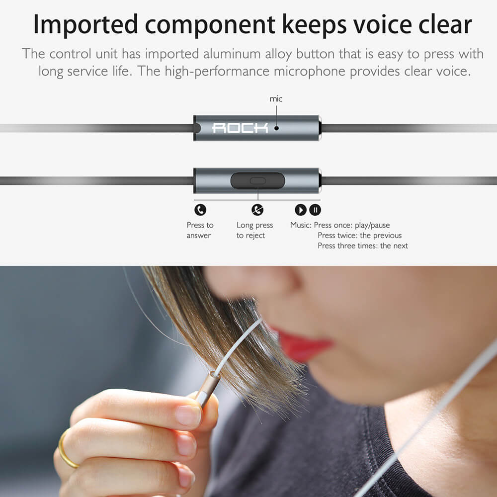 ROCK Zircon Sports Stereo Earphone Composite Vibrating Diaphragm Music Headset - White