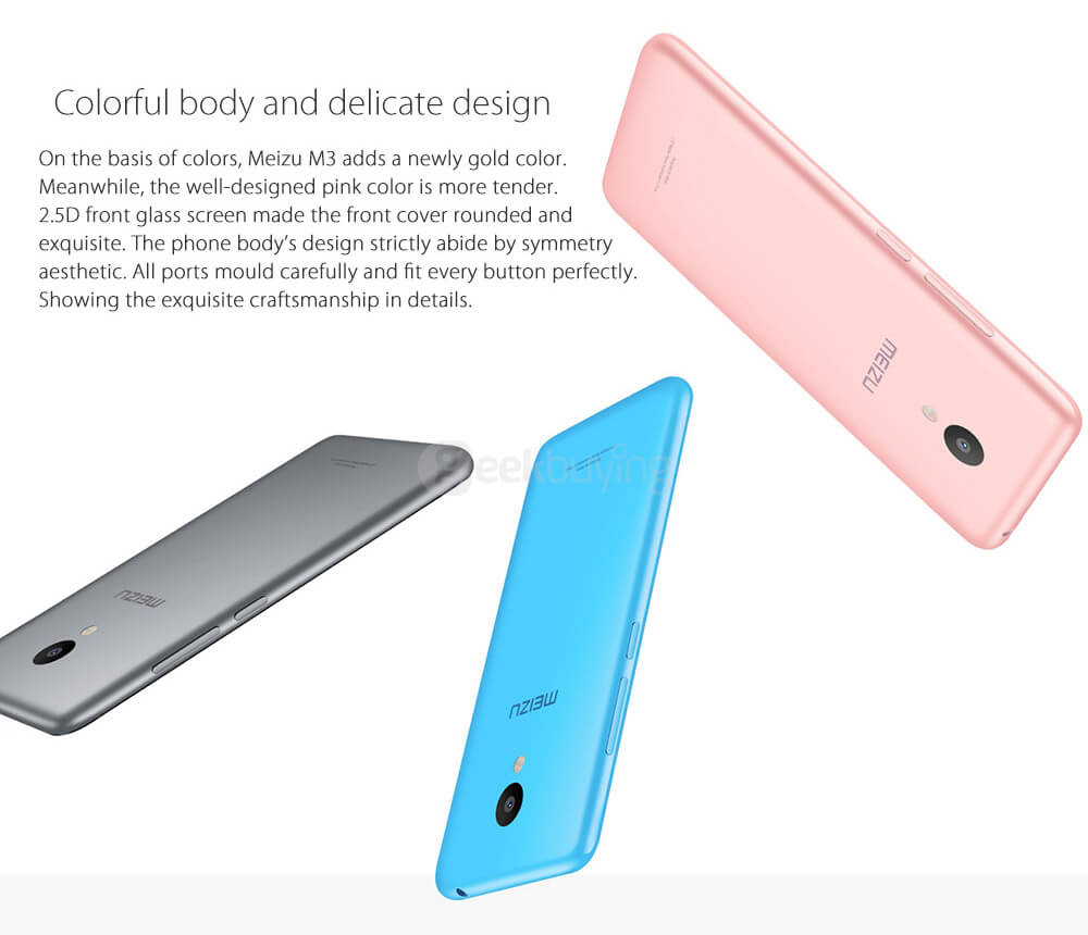 MEIZU M3 mini 5.0inch 2.5D HD Screen 4G LTE Flyme 5.1 2GB 16GB Smartphone YunOS 64bit MT6750 Octa Core 5.0MP+13.0MP 2870mAh battery - Gold