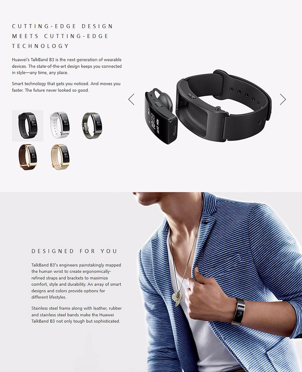 Huawei TalkBand B3 Bluetooth 4.2 Headset Smart Bracelet 5 Modes Sports Fitness Tracker Call Reminder Anti-lost For Android iOS (Leather Strap) - Brown