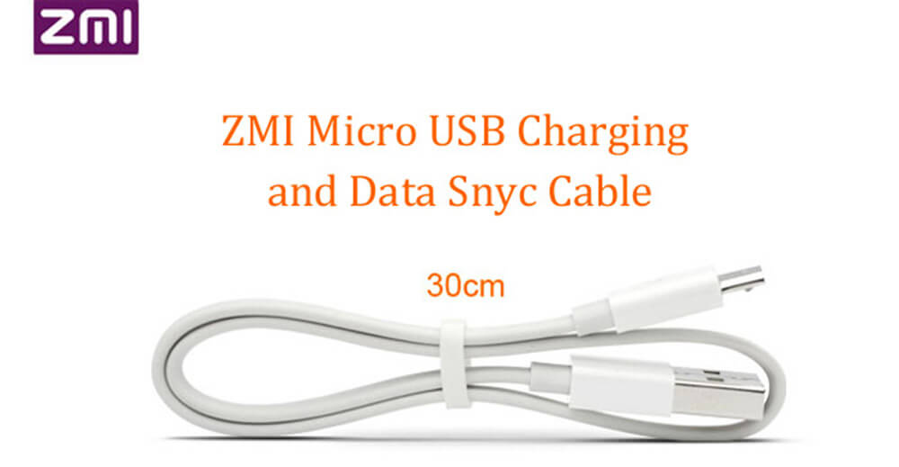 Original ZMI Micro Flat USB Cable AL610 Two In One Of USB Charge And Data Transfer For Android 30cm - White