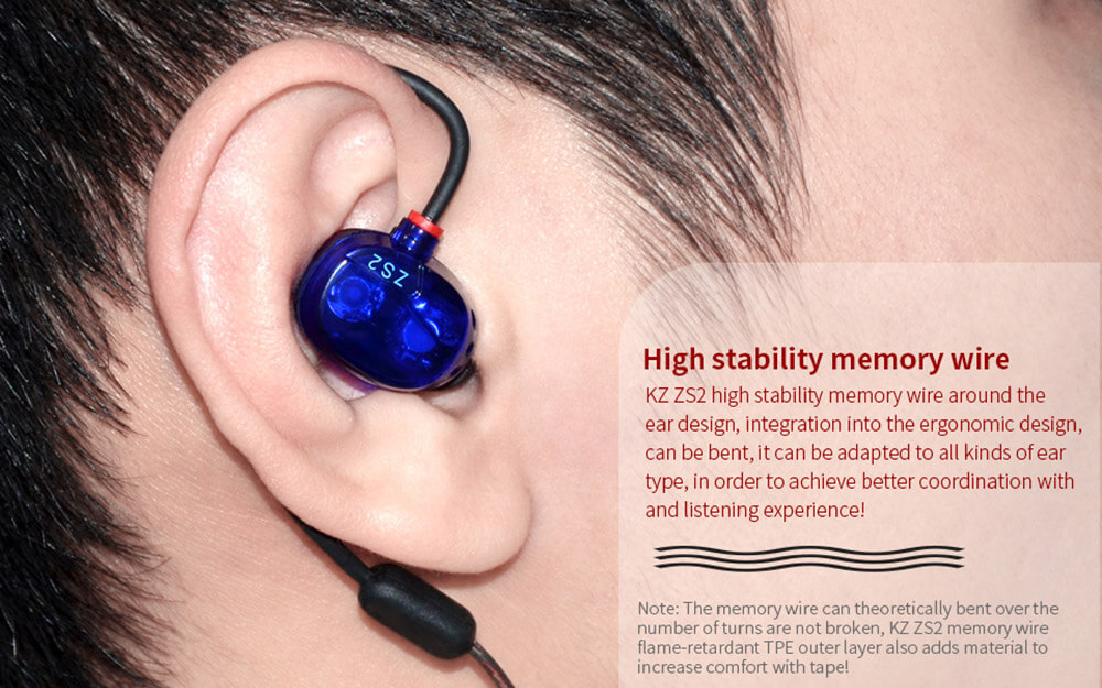 Original KZ ZS2 In-ear Dual Dynamic Unit Heavy Bass Headphone with Mic for Xiaomi Samsung iPhone