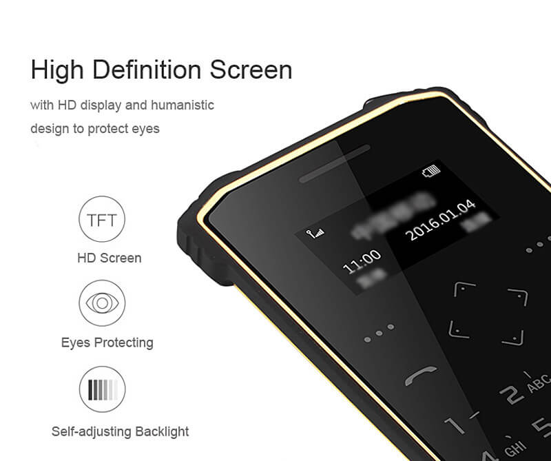 iMAN S1 PRO 7.2mm Ultra Thin 1 Inch HD MT6261D Single Core IP67 Cell Phone Mini Pocket Card Waterproof Shockproof Bluetooth Pedometer - Yellow