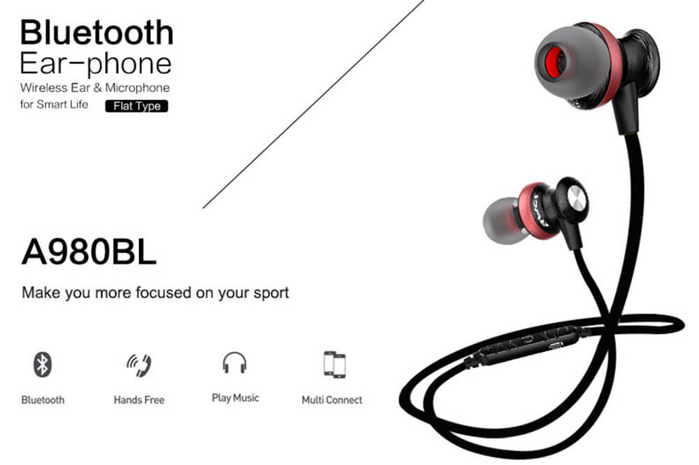 Awei A980BL Bluetooth 4.0 Wireless Sports Earphone Handsfree with Songs Track Function - Gold