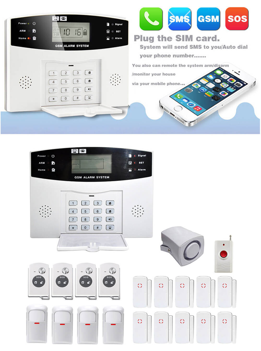 YA-500-GSM-22 LCD Wireless GSM Autodial SMS Home House Office Security Alarm System