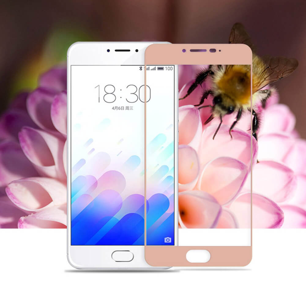 Makibes Tempered Glass For Meizu M3 Note/Meilan Note 3 0.33mm Full Cover Screen Protector - Rose Gold