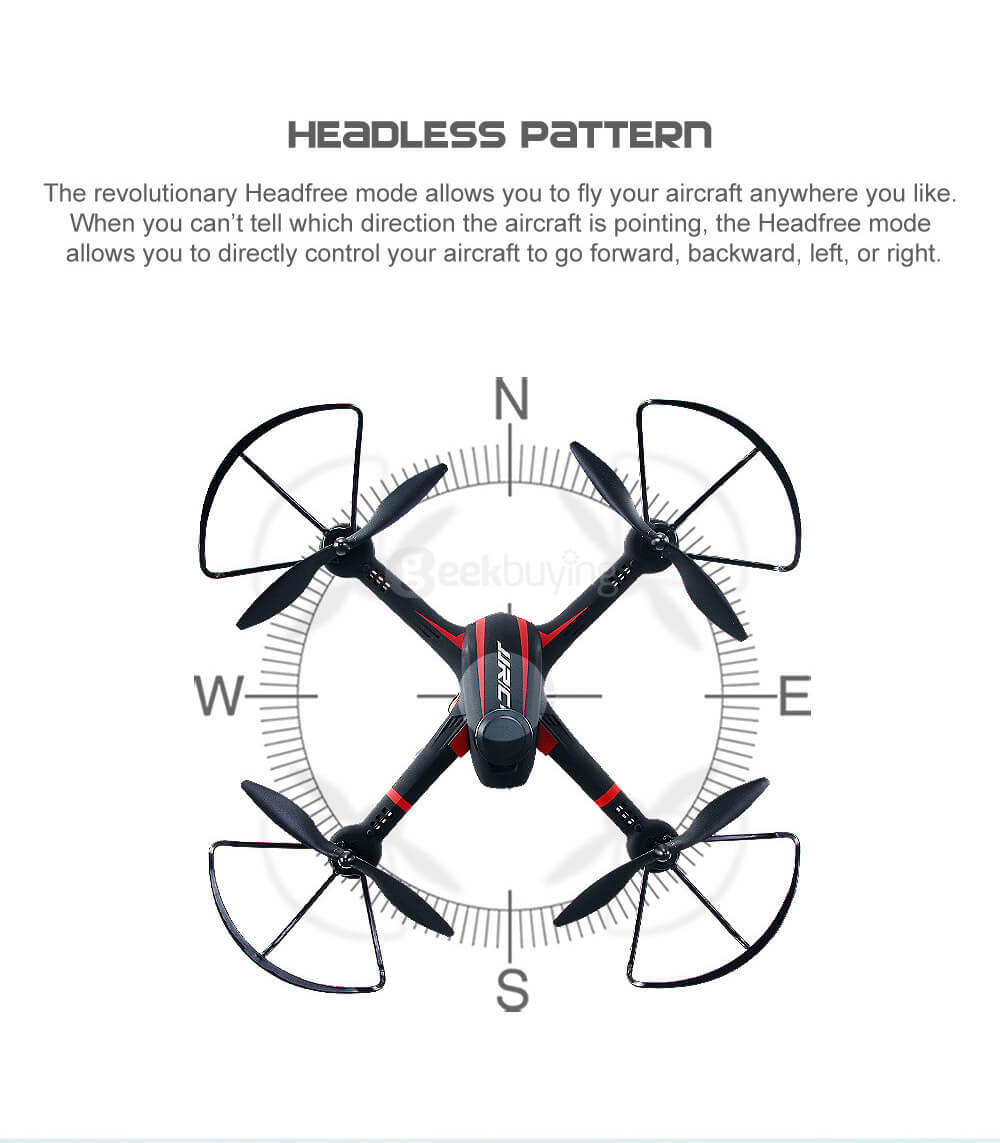 JJRC H11WH WIFI FPV 2MP HD Camera Altitude Hold Mode 3D Roll LED RC Quadcopter - Black
