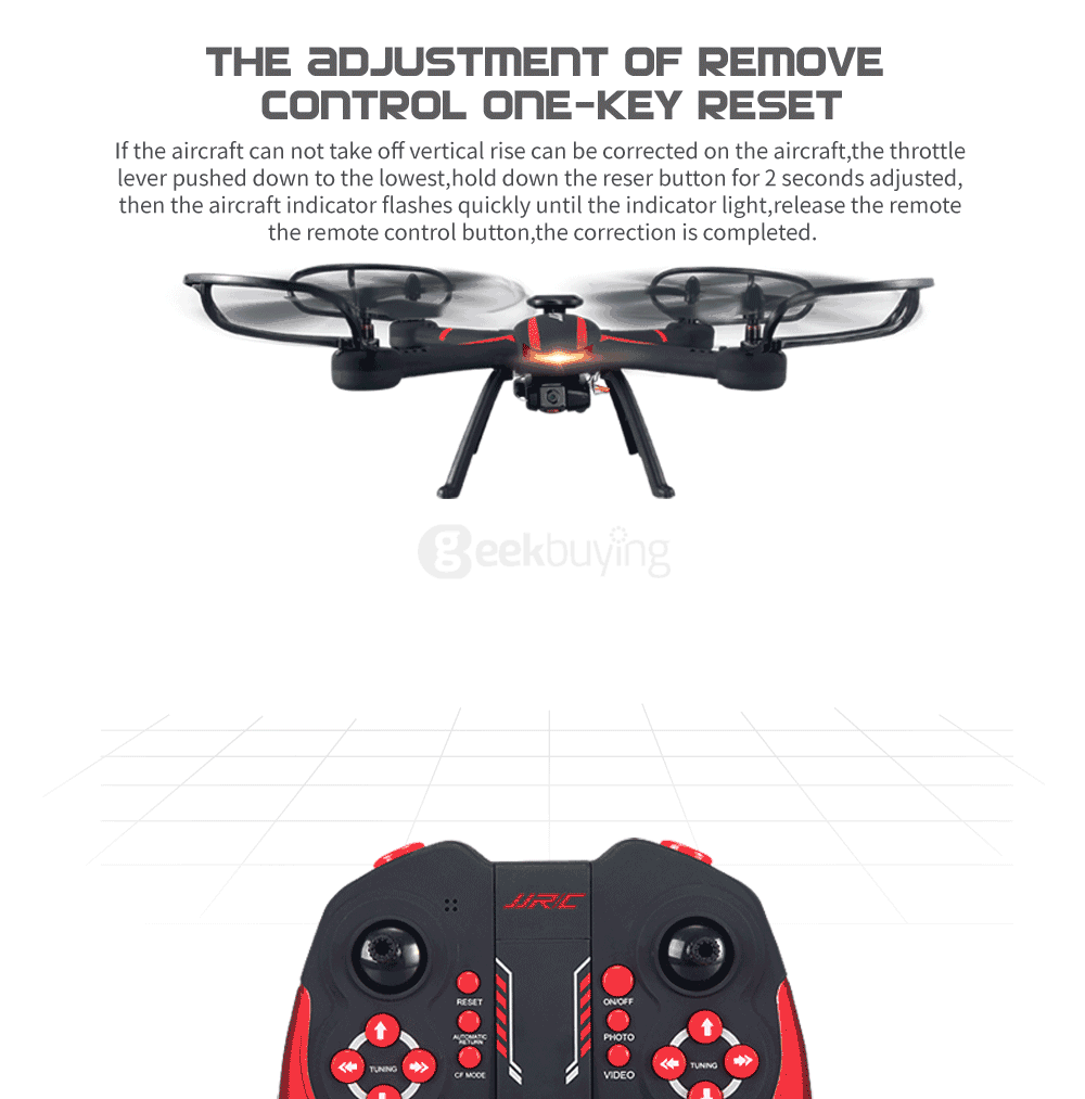 JJRC H11WH WIFI FPV 2MP HD Camera Altitude Hold Mode 3D Roll LED RC Quadcopter - Black