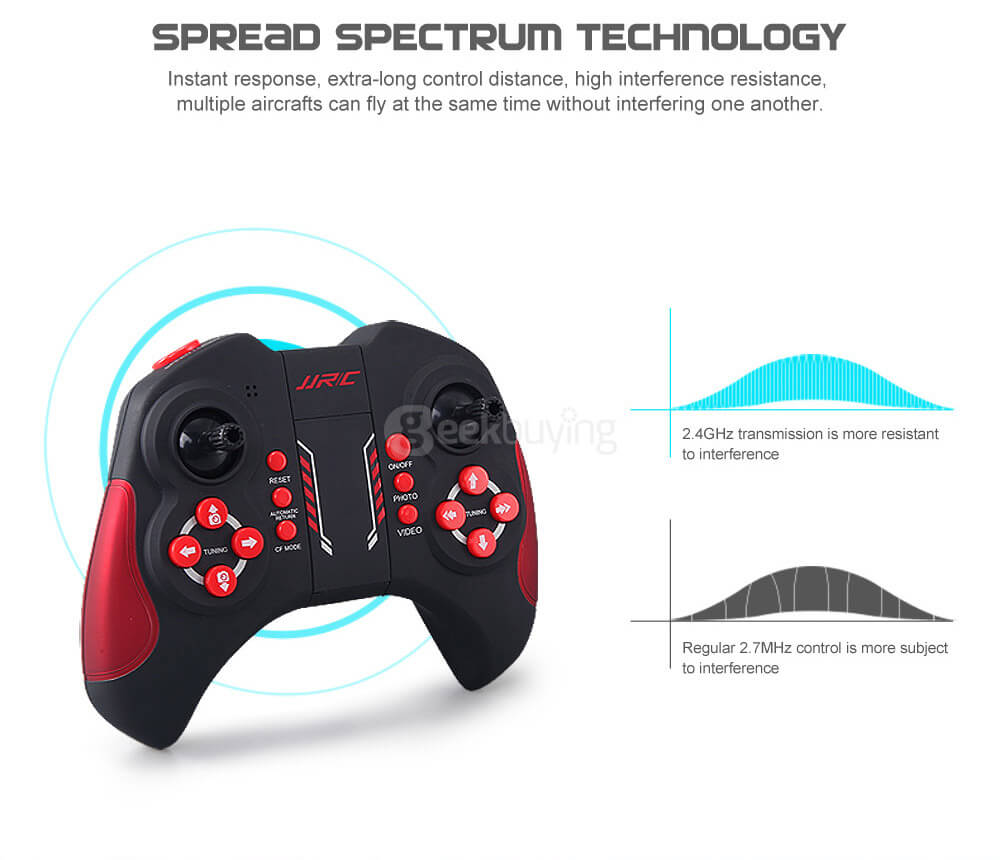 JJRC H11WH WIFI FPV 2MP HD Camera Altitude Hold Mode 3D Roll LED RC Quadcopter - Black