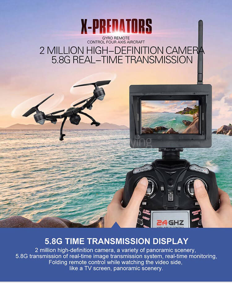 JXD 510G X-Predators FPV 5.8Ghz 2MP Camera Altitude Hold CF Mode 3D Flip 4CH 6-Axis RC Quadcopter