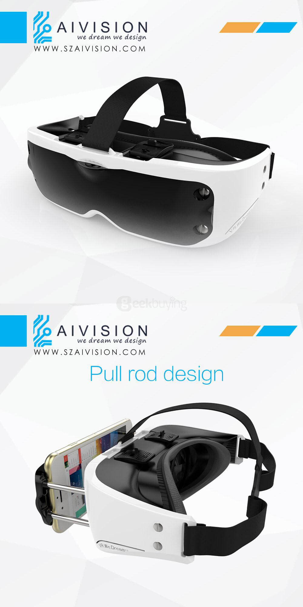 VR-eyes V1 FOV124 Immersive 3D VR Virtual Reality Headset IPD & Focus Adjustable for 3.5-5.7inches Smartphones - Black