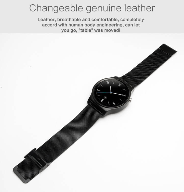 GW01 Heart Rate Monitoring Smart Watch MTK2502 with Siri / UV & Body Temperature Monitoring/ Fitness Tracker/ Bidirectional Anti-lost (Leather Strap) - Silver