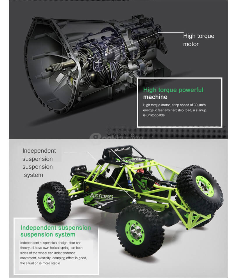 WLtoys 12428 2.4G 1/12 4WD Crawler 50km/h RC Car With LED Light
