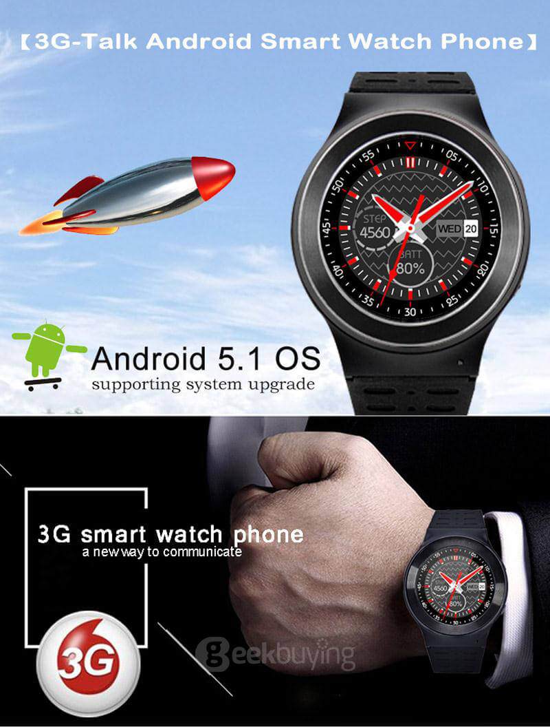 ZGPAX S99 3G Smartwatch Phone Android 5.1 OS 1.33 inch MTK6580 Quad Core 1.3GHz 512MB RAM 8GB ROM Google Play GPS Bluetooth 4.0 WiFi - White-gold
