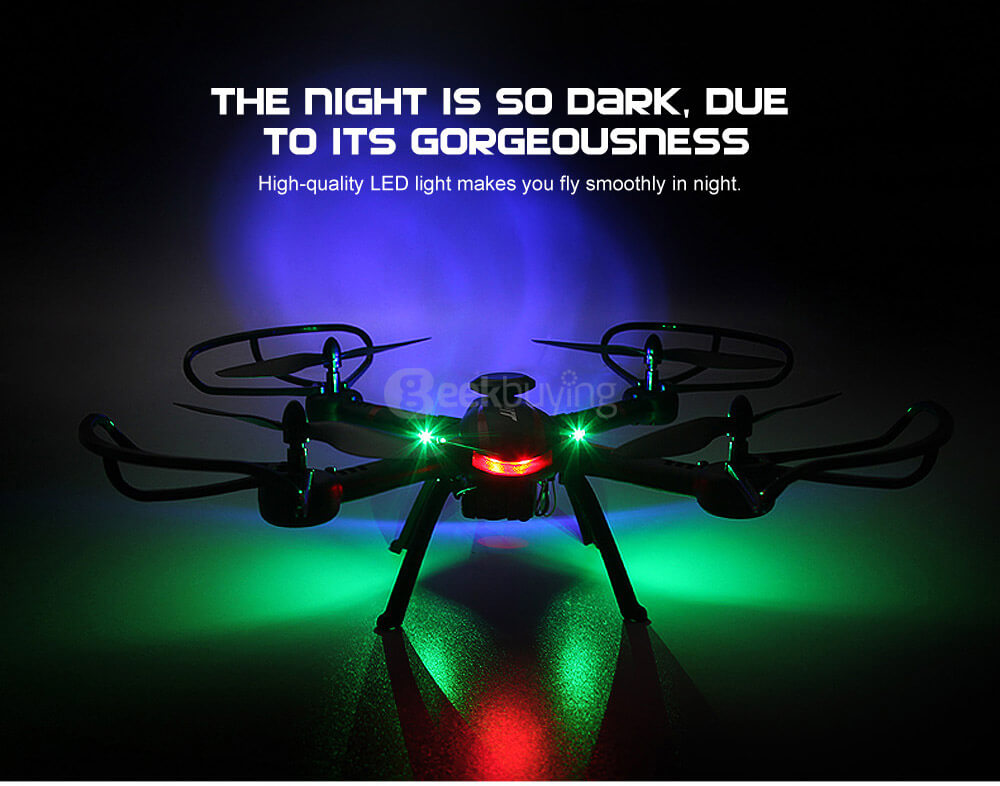 JJRC H11WH WIFI FPV 2MP HD Camera Altitude Hold Mode 3D Roll LED RC Quadcopter - Black