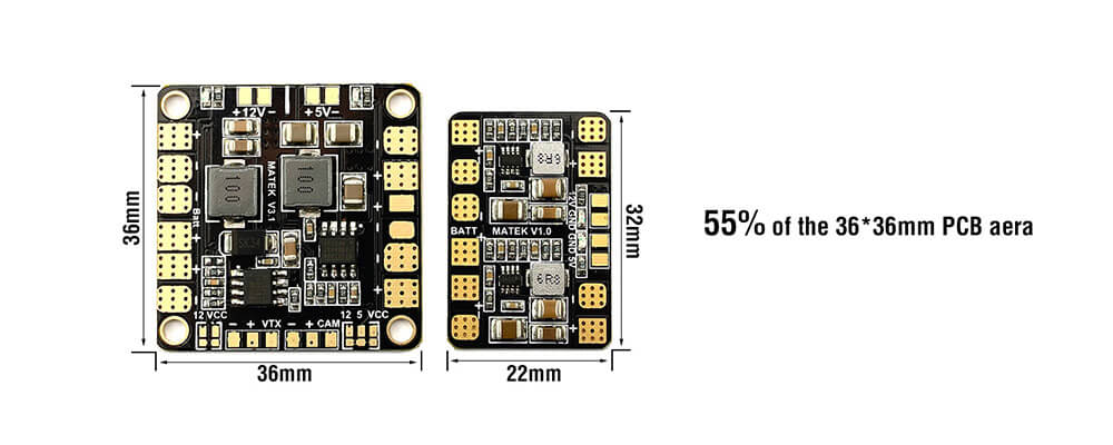 Matek Micro PDB With 5V 12V Power Distribution Board Dual BEC Output For FPV Multicopter