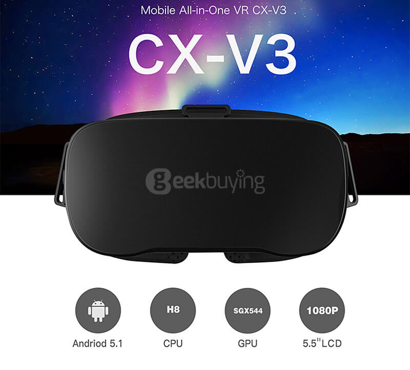 V3 Allwinner H8 Octa Core 2.0GHz 2G/16G WIFI 5.5 Inches 1080P FHD Display 3D VR Virtual Reality All In One Headset White
