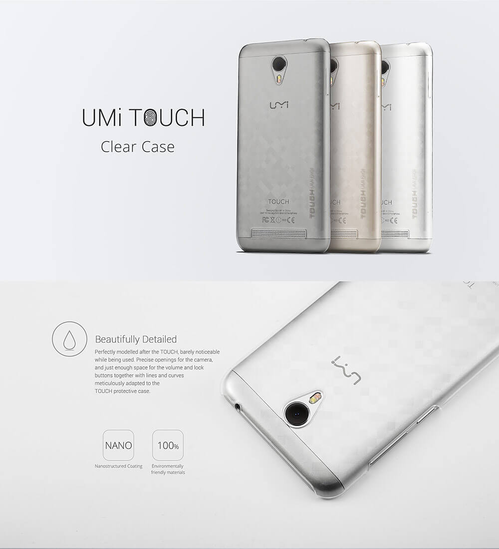 Original UMI Transparent PC Case For UMI TOUCH Smartphone Hard Back Cover - Transparent White