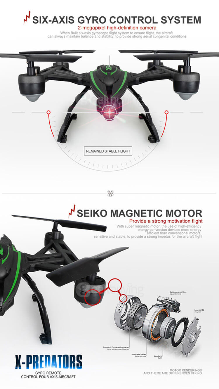 JXD 510G X-Predators FPV 5.8Ghz 2MP Camera Altitude Hold CF Mode 3D Flip 4CH 6-Axis RC Quadcopter