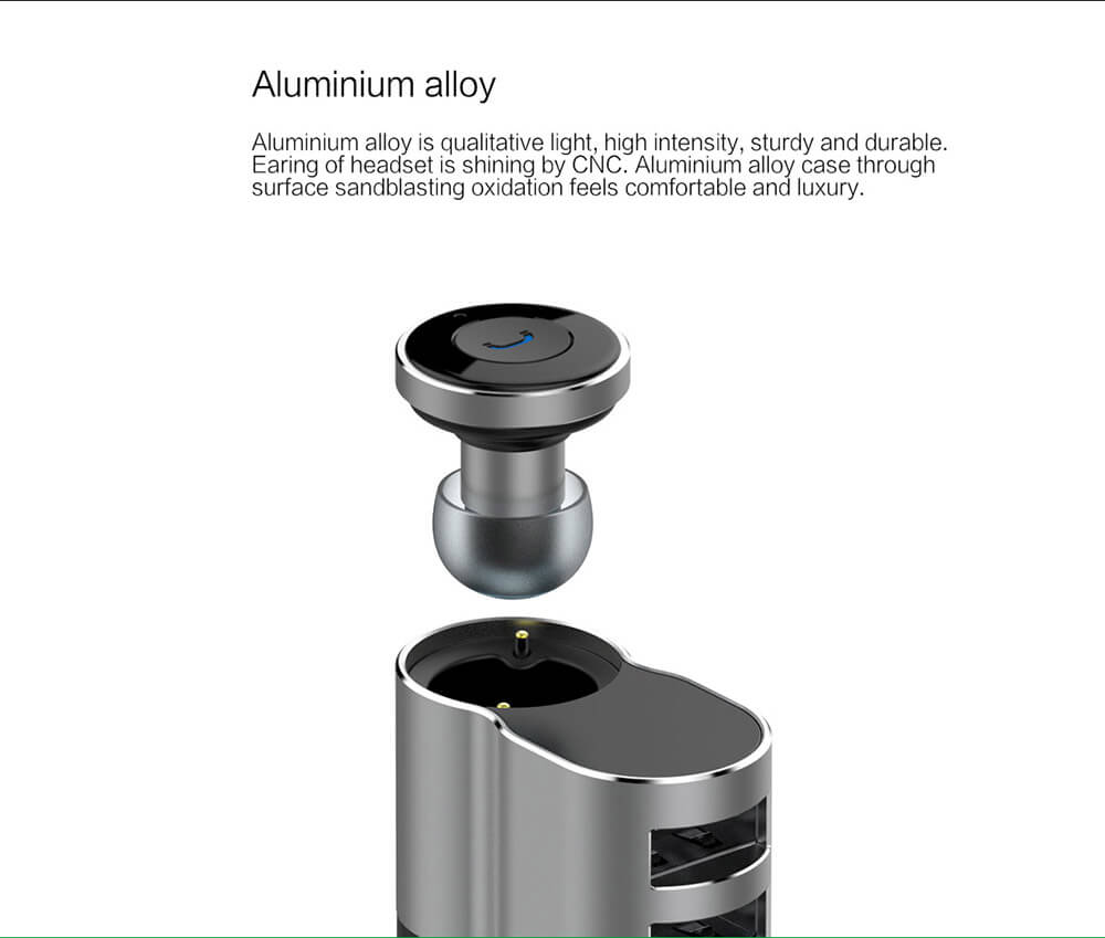 OVEVO Q10 2 Port USB Auto Charger Fast Charge Support Two Bluetooth Devices With Bluetooth Stereo Headset - Silver Black