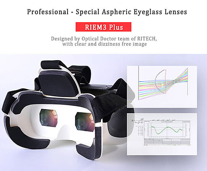 RITECH RIEM3 Plus 3D VR Virtual Reality Headset FOV75 IPD Adjustable for 4.7-6inch Smartphones