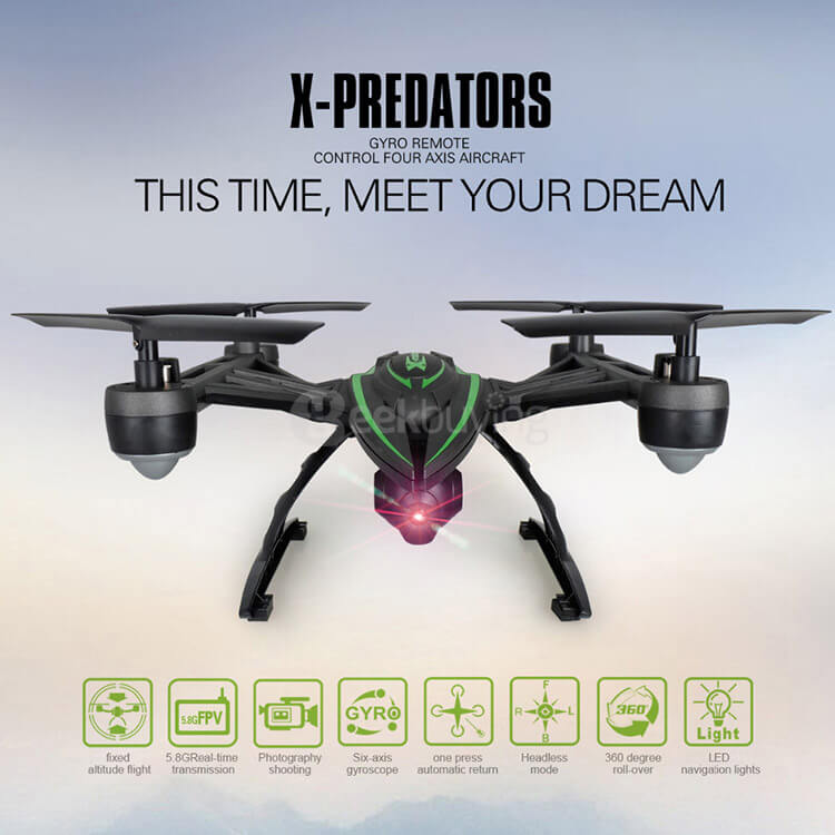 JXD 510G X-Predators FPV 5.8Ghz 2MP Camera Altitude Hold CF Mode 3D Flip 4CH 6-Axis RC Quadcopter