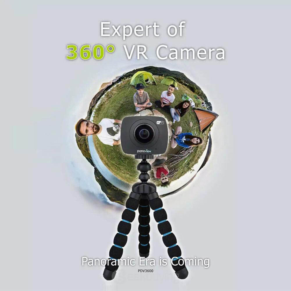 SYVR360 Panoramic Action Camera Mini VR Camera 360 Degrees SPCA6350M F2.0 Dual Lens OV4689 1080P 30fps Sport Camera - Black