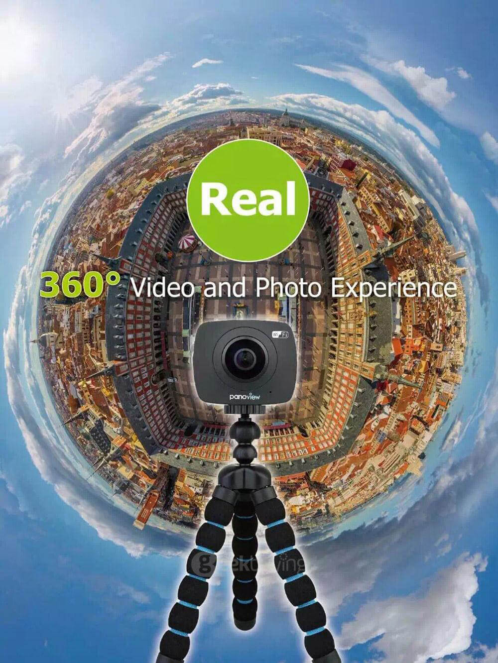 SYVR360 Panoramic Action Camera Mini VR Camera 360 Degrees SPCA6350M F2.0 Dual Lens OV4689 1080P 30fps Sport Camera - Black