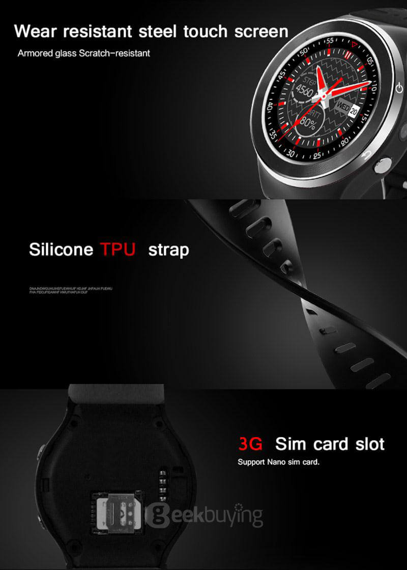 ZGPAX S99 3G Smartwatch Phone Android 5.1 OS 1.33 inch MTK6580 Quad Core 1.3GHz 512MB RAM 8GB ROM Google Play GPS Bluetooth 4.0 WiFi - White-gold