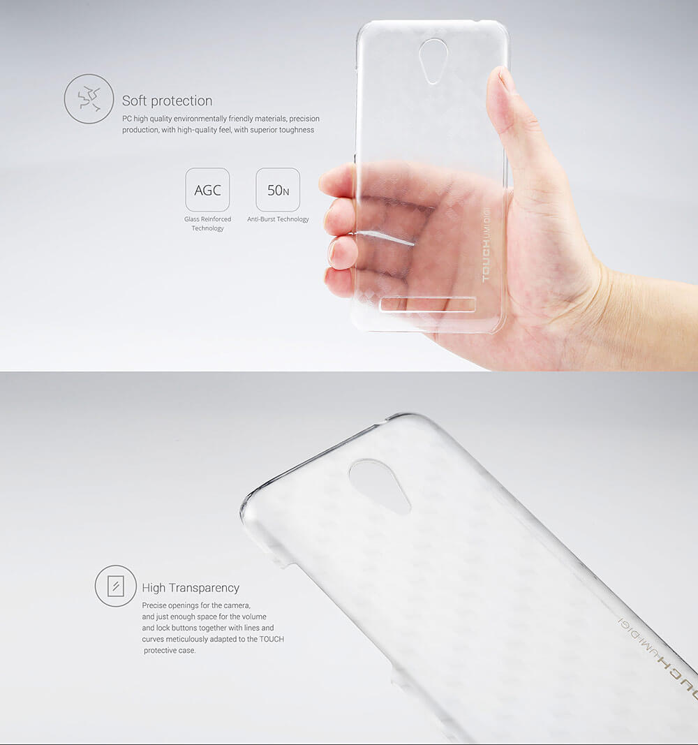 Original UMI Transparent PC Case For UMI TOUCH Smartphone Hard Back Cover - Transparent White