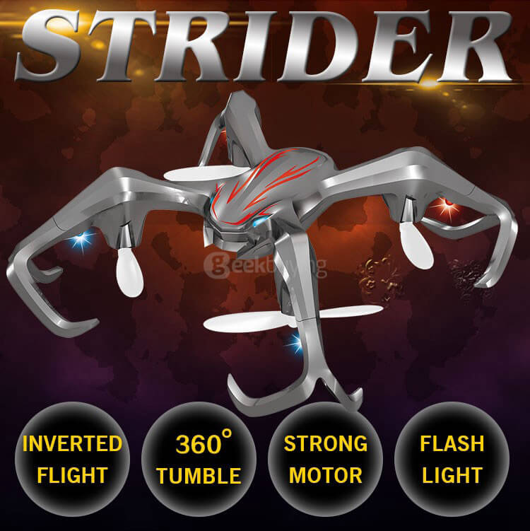 MSDTOYS S6 3D MINI Spider Inverted Flight 2.4G 4CH 6-Axis LED RC Quadcopter RTF - Gray