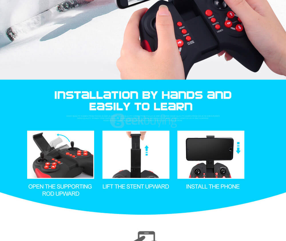 JJRC H11WH WIFI FPV 2MP HD Camera Altitude Hold Mode 3D Roll LED RC Quadcopter - Black