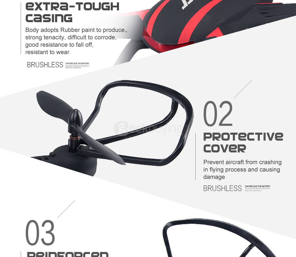 JJRC H11WH WIFI FPV 2MP HD Camera Altitude Hold Mode 3D Roll LED RC Quadcopter - Black
