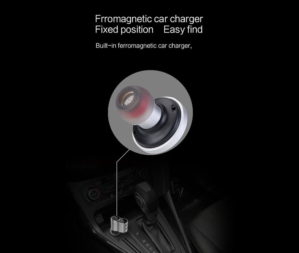 OVEVO Q10 2 Port USB Auto Charger Fast Charge Support Two Bluetooth Devices With Bluetooth Stereo Headset - Silver Black