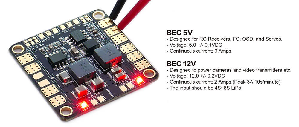 Matek Mini Power Hub Power Distribution Board With BEC 5V And 12V For FPV Multicopter