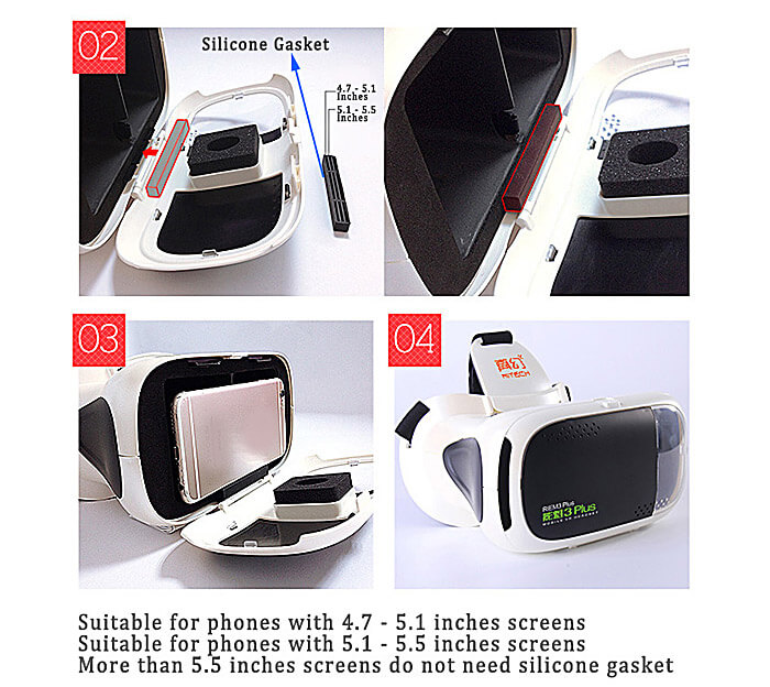 RITECH RIEM3 Plus 3D VR Virtual Reality Headset FOV75 IPD Adjustable for 4.7-6inch Smartphones