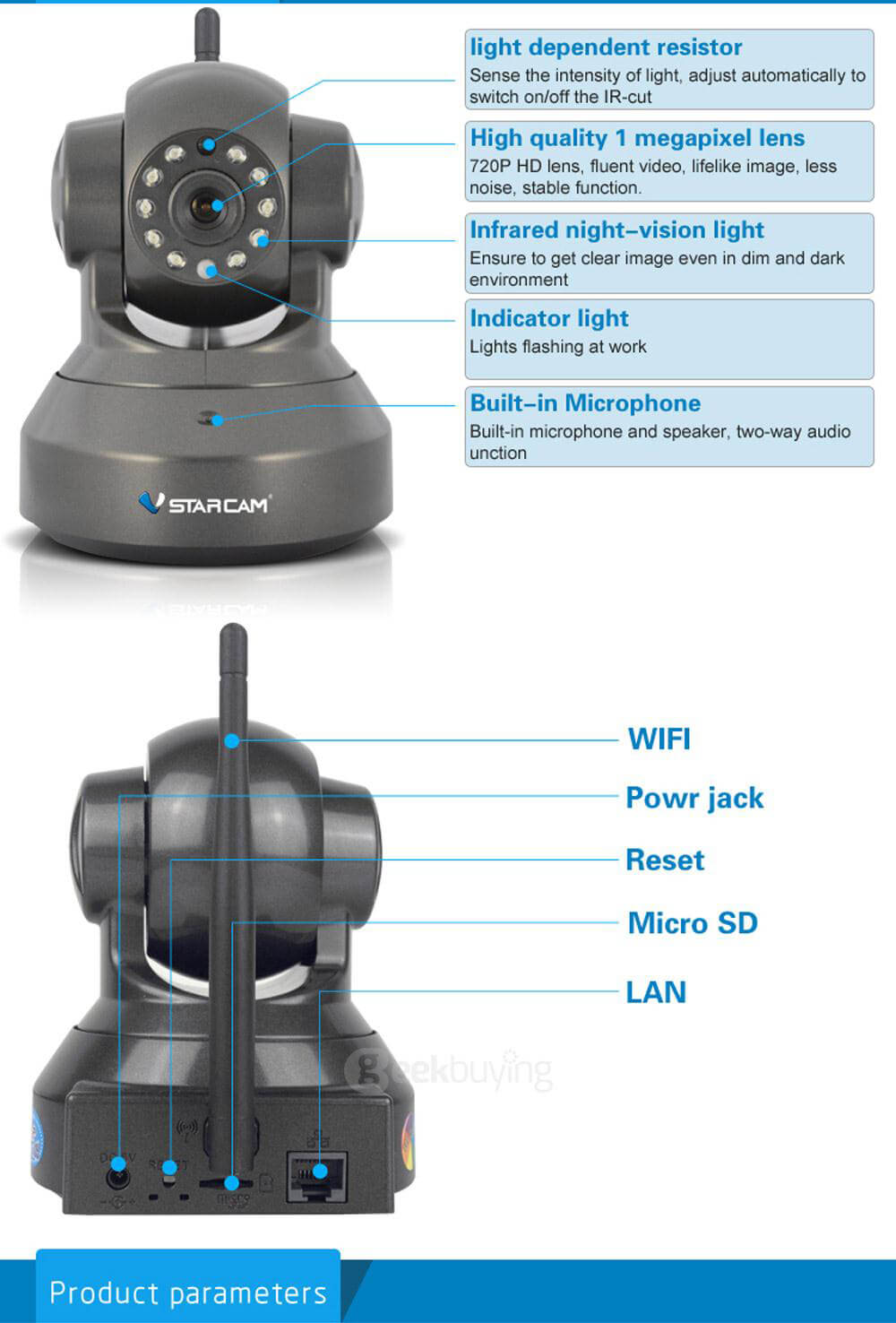 VStarcam C7837WIP IP Camera Black