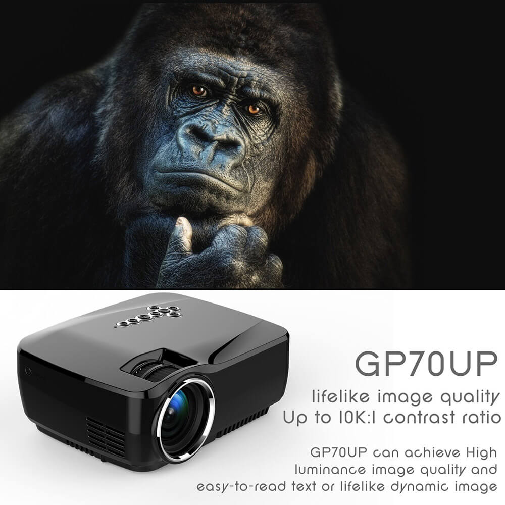 GP70UP Android 4.4 2.4G/5G WIFI Bluetooth 4.0 1200LM Projector Miracast DLNA Support Home Theater