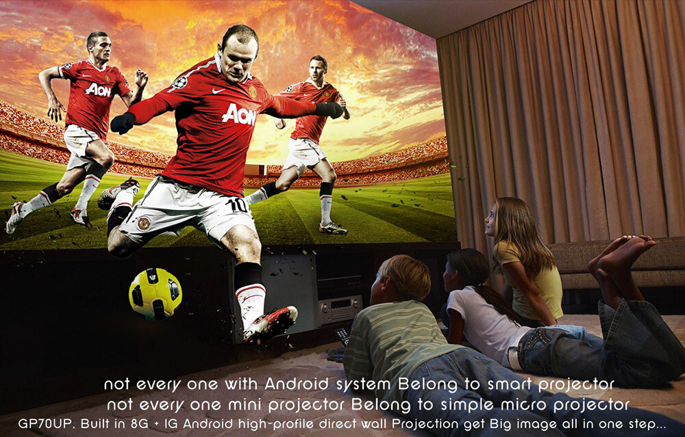 GP70UP Android 4.4 2.4G/5G WIFI Bluetooth 4.0 1200LM Projector Miracast DLNA Support Home Theater
