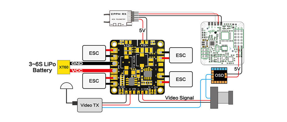 Matek Mini Power Hub Power Distribution Board With BEC 5V And 12V For FPV Multicopter