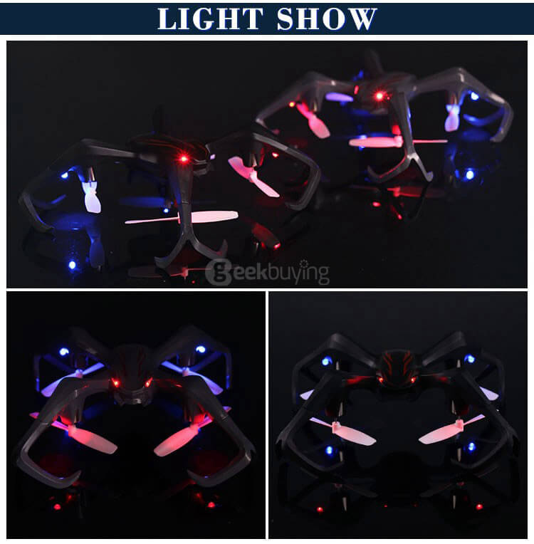 MSDTOYS S6 3D MINI Spider Inverted Flight 2.4G 4CH 6-Axis LED RC Quadcopter RTF - Gray
