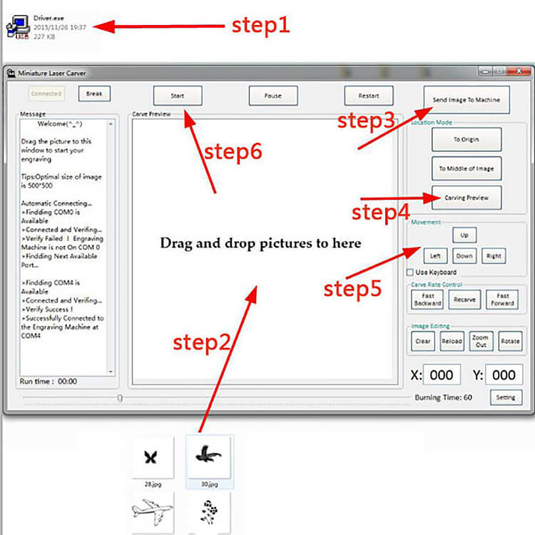 JZ-5 DIY 500mw MINI USB Laser Engraving Machine Stamp Carving Machine Laser Cutter for Windows XP/7/8/10