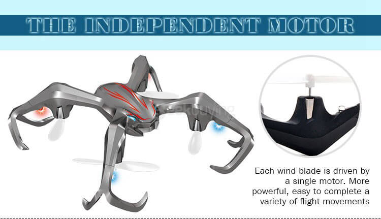 MSDTOYS S6 3D MINI Spider Inverted Flight 2.4G 4CH 6-Axis LED RC Quadcopter RTF - Gray