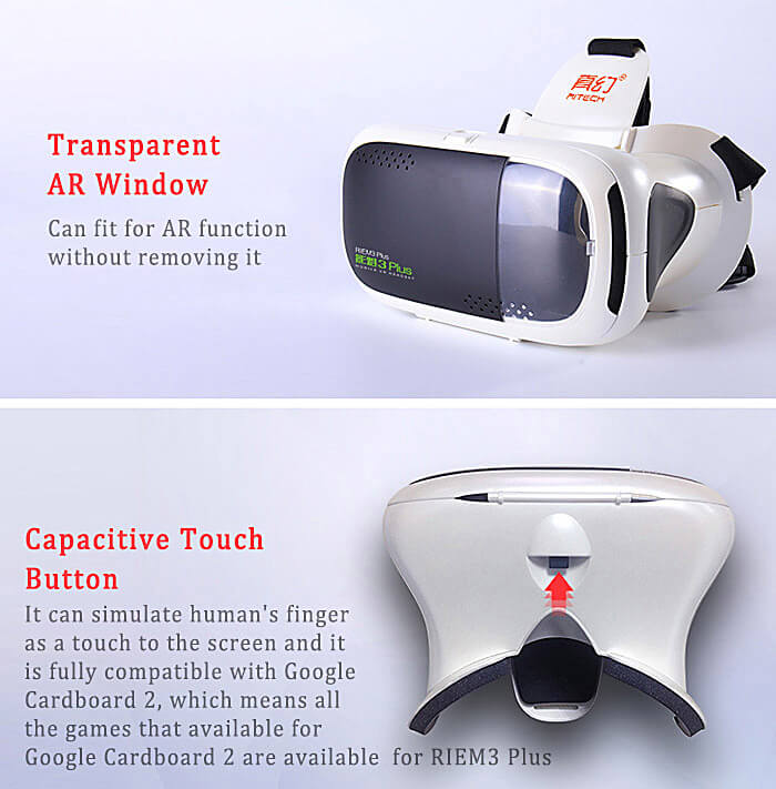 RITECH RIEM3 Plus 3D VR Virtual Reality Headset FOV75 IPD Adjustable for 4.7-6inch Smartphones