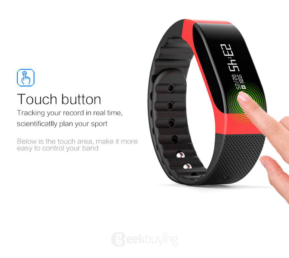SMA-BAND Bluetooth 4.0 Smart Bracelet Heart Rate Monitor/ Sleep Activity Tracker/ Colorful Breathing Light/ IP65 Waterproof for iOS Android - Black