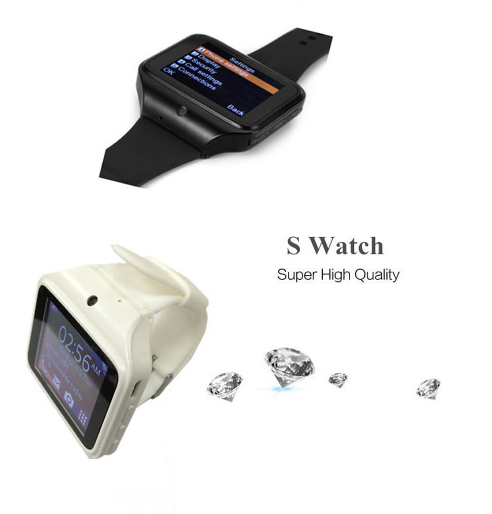 Kenxinda S Watch 2G Smart Watch Phone Touch Control Support Bluetooth/MP4 Music/0.3MP Camera/SIM/TF Card/FM Radio - White