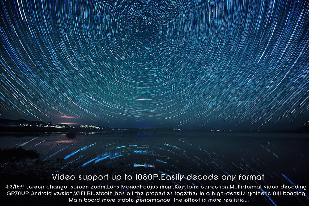 GP70UP Android 4.4 2.4G/5G WIFI Bluetooth 4.0 1200LM Projector Miracast DLNA Support Home Theater